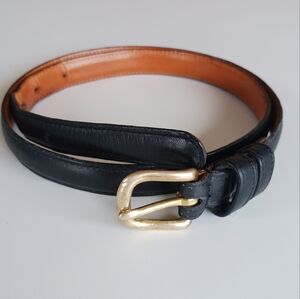 Coach Black and Tan Leather Belt with Gold Buckle